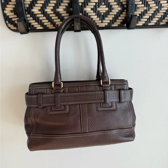 Coach Vintage Y2K Hamptons Carryall - Chocolate Brown Pebbled Leather Satchel - Picture 6 of 10